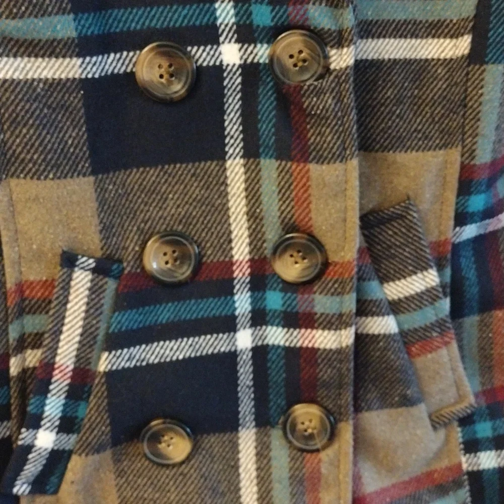 Me Jane Women's Plaid Peacoat Multi Color, Size XS - Picture 5 of 15